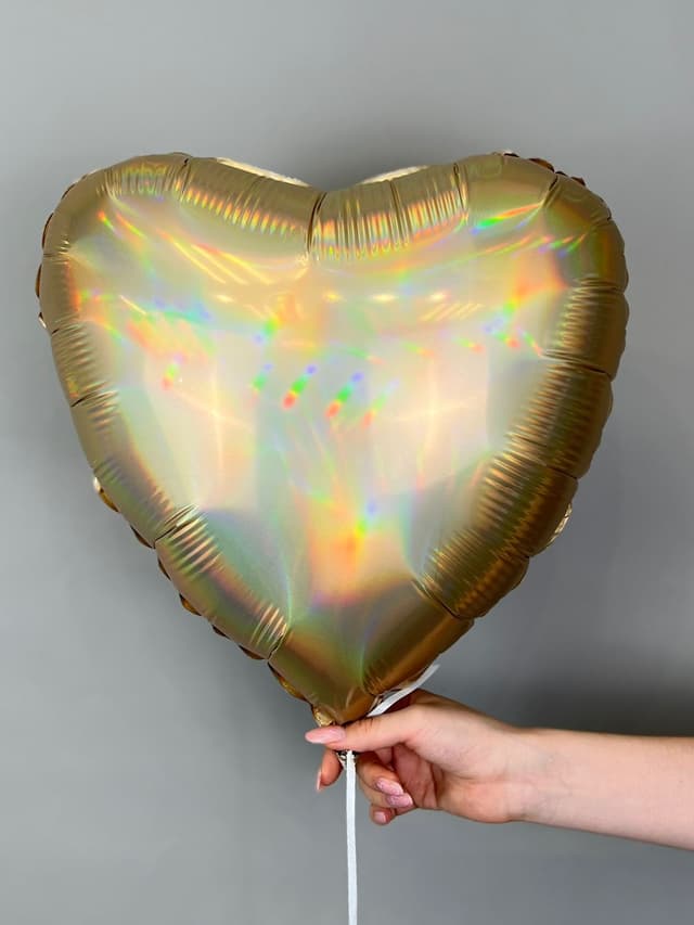 Сердца шампань голография 45 см Сердца шампань голография 45 см