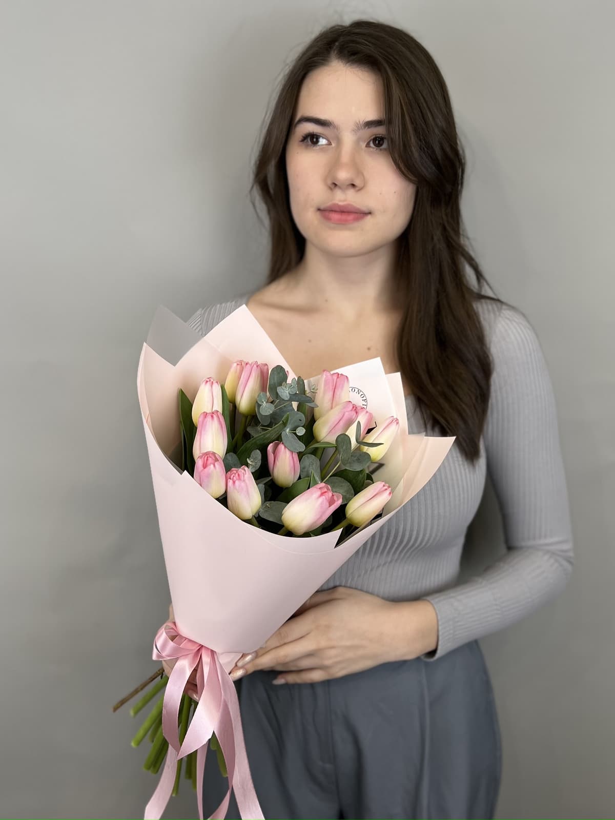 Нежный сет шар + букет "Привет весна" розовый