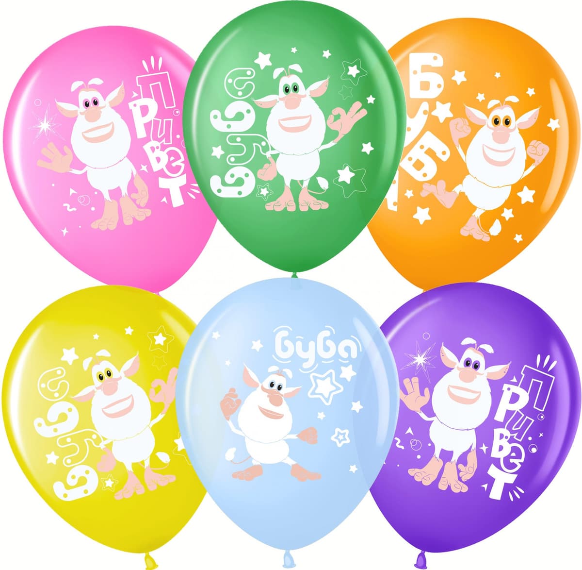 Шар (12''/30 см) Буба, Ассорти, пастель, 1 ст