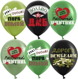 Шар (12''/30 см) Дембель, Ассорти, пастель, 1 ст