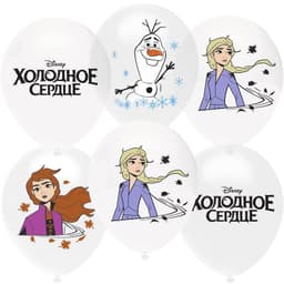 Шар (12''/30 см) Холодное сердце, Белый (200)/Прозрачный (600), кристалл, 1 ст