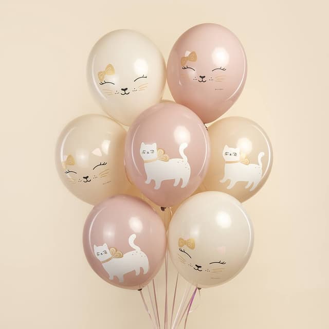 Шар (12''/30 см) Кошечка с бантом, Ассорти, пастель, 1 ст Шар (12''/30 см) Кошечка с бантом, Ассорти, пастель, 1 ст