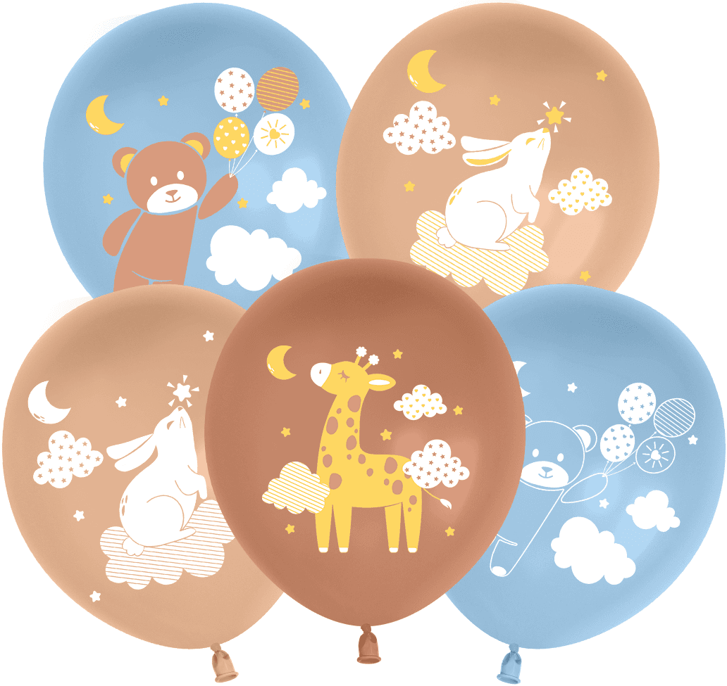 Шар (12''/30 см) Любимые зверята, Ассорти, пастель ретро, 2 ст