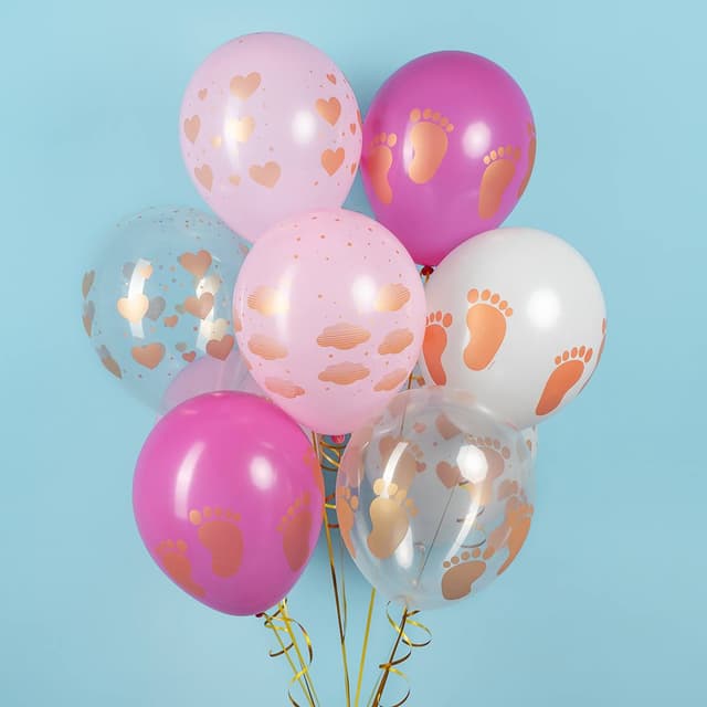 Шар (12''/30 см) Новорожденный (сердца и облака), Ассорти для девочки, кристалл, 5 ст Шар (12''/30 см) Новорожденный (сердца и облака), Ассорти для девочки, кристалл, 5 ст