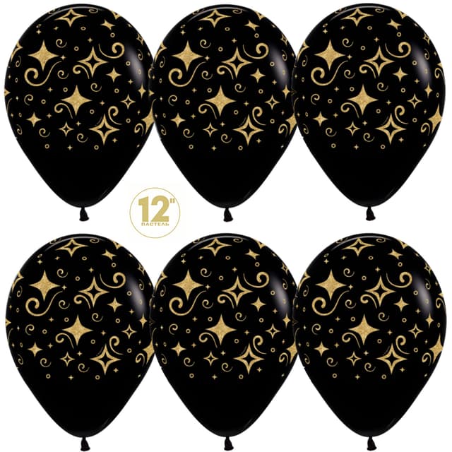 Шар (12''/30 см) Сверкающие бриллианты, Черный (080), пастель, 5 ст Шар (12''/30 см) Сверкающие бриллианты, Черный (080), пастель, 5 ст