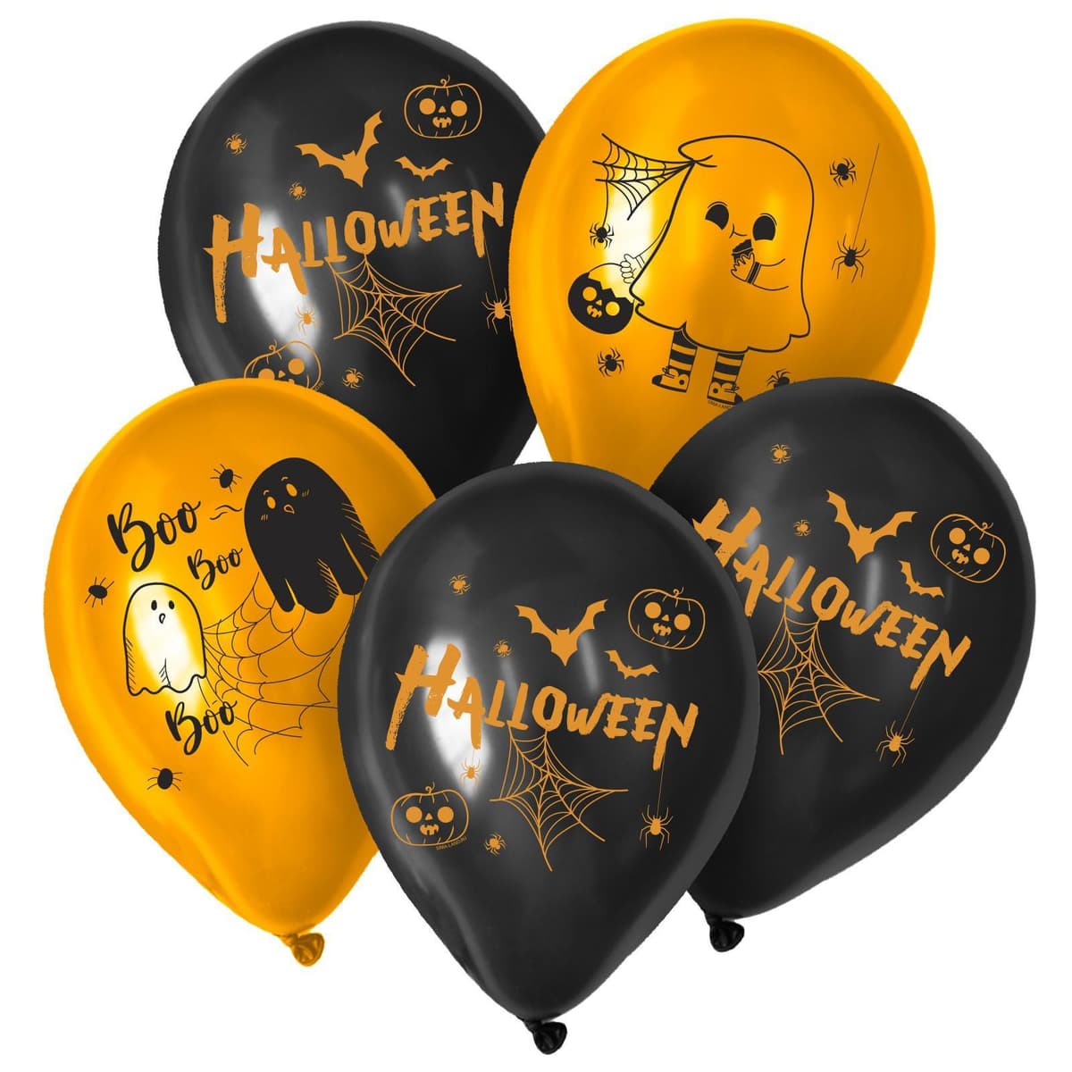 Шар 12"30 см Веселого хэллоуина, черный/оранжевый