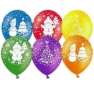 Шар 12"30см Новый год (дед мороз,елочка,снеговик/ассорти/Пастель/