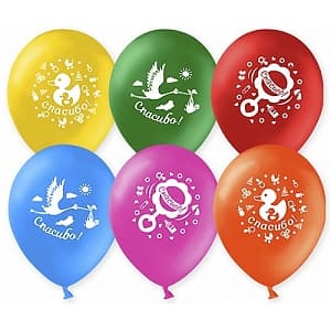 Шар 12"30см Спасибо!(новорожденный)ассорти/Пастель