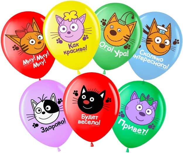 Шар 12''30см Три Кота, Играем вместе, ассорти, пастель