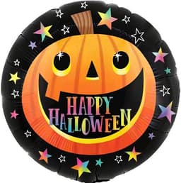 Шар (18''/46 см) Круг, Веселый Хэллоуин, Страшная тыква, Черный