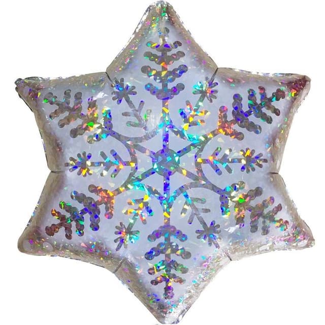Шар (18"/46см) фигура снежинка, серебро, голография Шар (18"/46см) фигура снежинка, серебро, голография