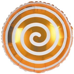 Шар (18"/46см) Круг, Леденец Спираль,оранжевый Шар (18"/46см) Круг, Леденец Спираль,оранжевый