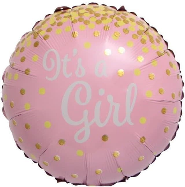 Шар (18"/46см) Круг,С рождением девочка (золотое конфетти) Шар (18"/46см) Круг,С рождением девочка (золотое конфетти)