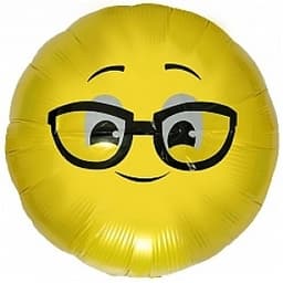 Шар (18"/46см) Круг,Смаил в черных очках,желтый