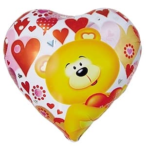 Шар (18"/46см) Сердце,Мишка с сердцем