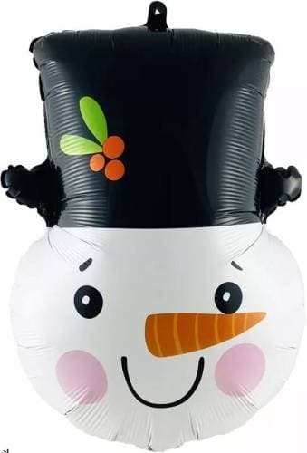 Шар (28''/71 см) Фигура, Голова, Снеговик в цилиндре Шар (28''/71 см) Фигура, Голова, Снеговик в цилиндре