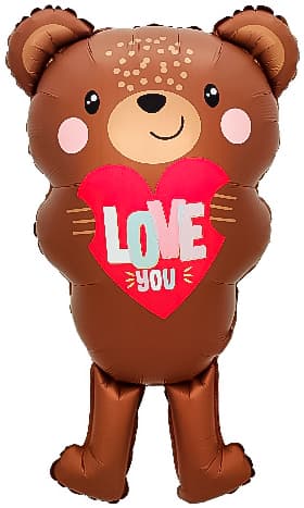 Шар (30''/76 см) Фигура, Мишка с сердцем, Сатин