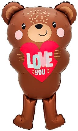 Шар (30''/76 см) Фигура, Мишка с сердцем, Сатин