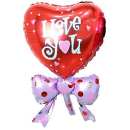 Шар (30"/76см) Фигура,Сердце с бантом,красный
