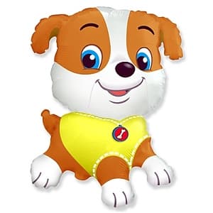 Шар 33"/84см Фигура, Бульдог, Щенок на Желтом/FM/