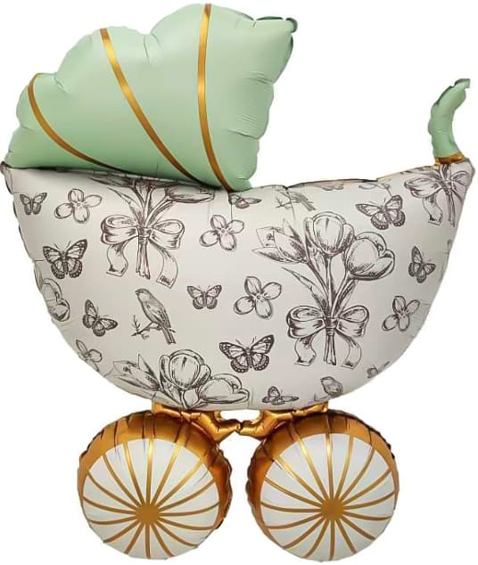 Шар (36''/91 см) Фигура, Коляска Ретро, Сатин Шар (36''/91 см) Фигура, Коляска Ретро, Сатин