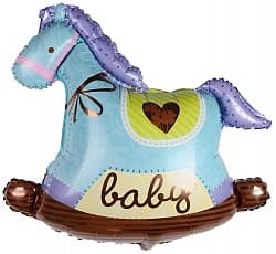 Шар (36"/91см) Фигура,Лошадка качалка,голубой Шар (36"/91см) Фигура,Лошадка качалка,голубой