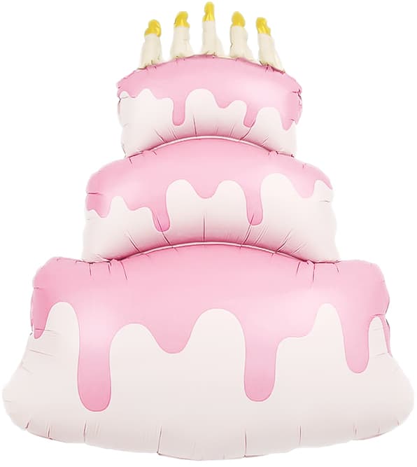 Шар (38''/97 см) Фигура, Торт со свечками, Розовый, Сатин Шар (38''/97 см) Фигура, Торт со свечками, Розовый, Сатин