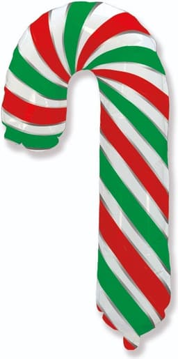 Шар (39''/99 см) Фигура, Леденец трость, Красный/Зеленый