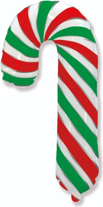 Шар (39''/99 см) Фигура, Леденец трость, Красный/Зеленый Шар (39''/99 см) Фигура, Леденец трость, Красный/Зеленый