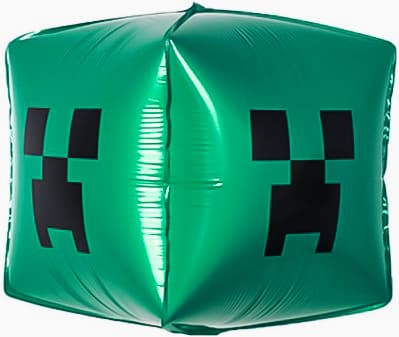 Шар 3D (22''/56 см) Куб, Пиксельный монстр, Зеленый Шар 3D (22''/56 см) Куб, Пиксельный монстр, Зеленый