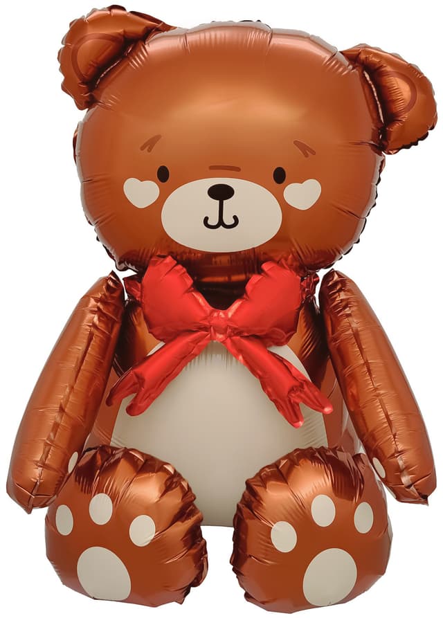 Шар 3D (28''/71 см) Фигура, Сидячий мишка с бантиком, Коричневый, Сатин (Только для воздуха) Шар 3D (28''/71 см) Фигура, Сидячий мишка с бантиком, Коричневый, Сатин (Только для воздуха)