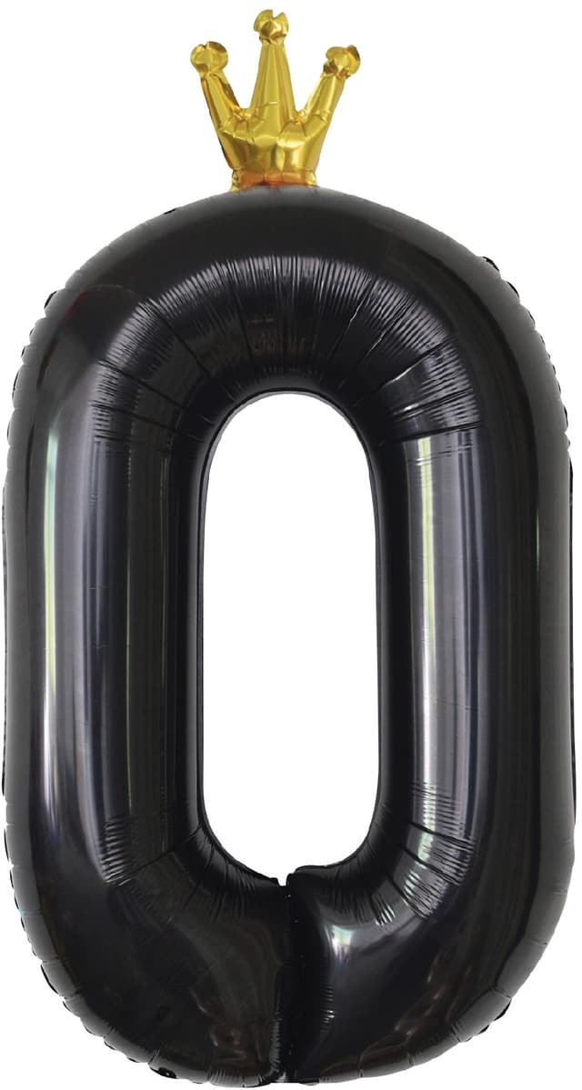 Шар (40''/102 см) Цифра, 0 Золотая корона, Черный Шар (40''/102 см) Цифра, 0 Золотая корона, Черный