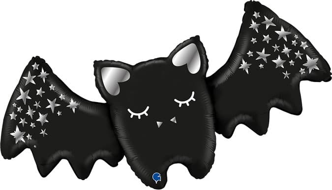 Шар (43''/109 см) Фигура, Летучая мышь, Серебряные звездочки