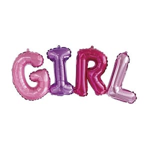 Шар (43''/109 см) Фигура,надпись Girl,разноцветн. (только воздухом)