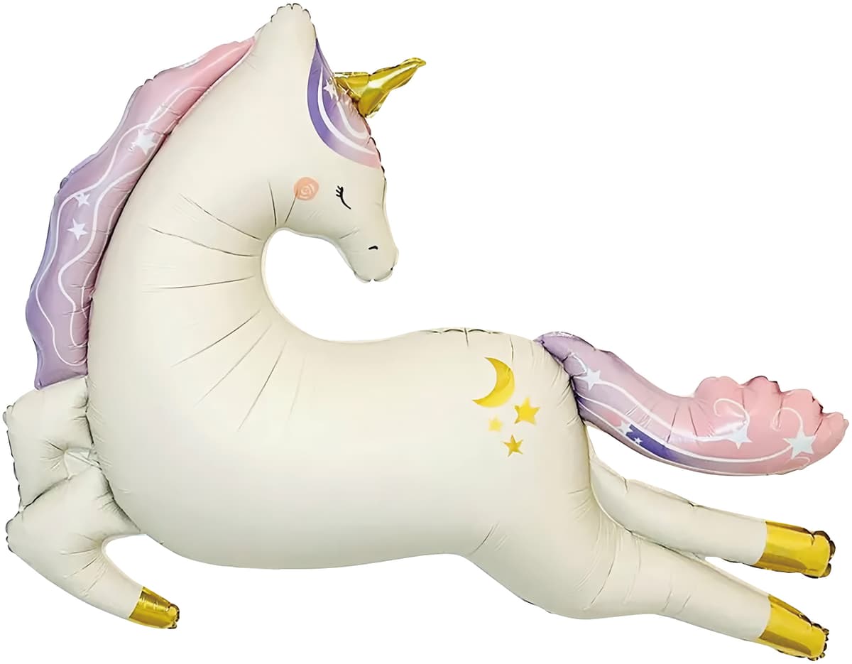 Шар (45''/114 см) Фигура, Нежный единорог, Сатин