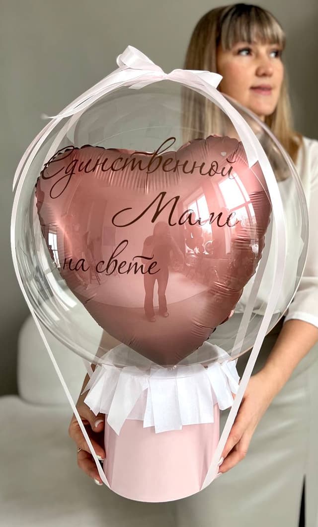 Шар баблс с сердцем в шляпной коробке «Розовое золото» Шар баблс с сердцем в шляпной коробке «Розовое золото»