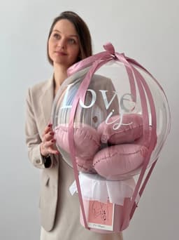 Шар баблс в шляпной коробке «Розовая коробка»