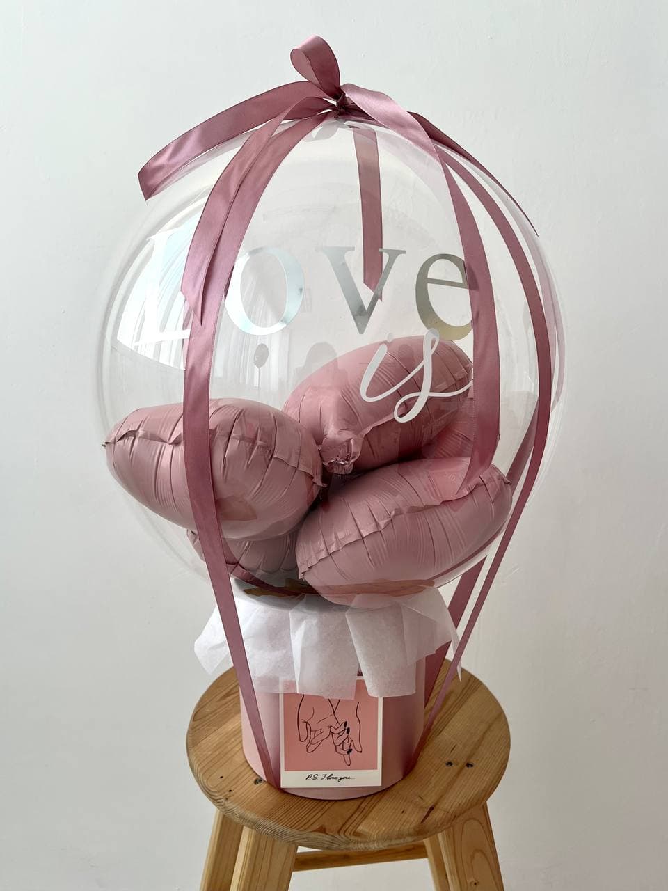 Шар баблс в шляпной коробке «Pink box»