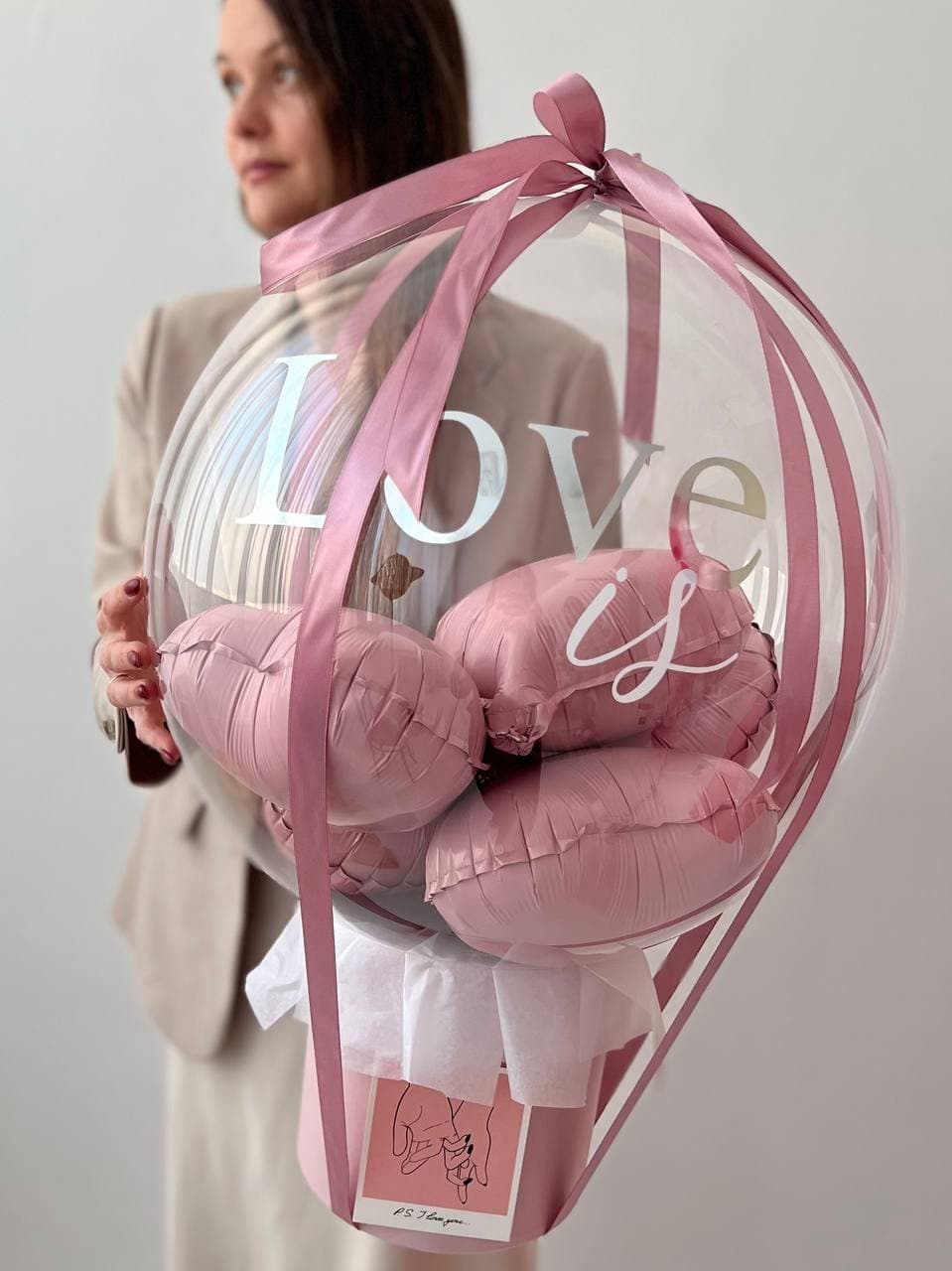 Шар баблс в шляпной коробке «Pink box»