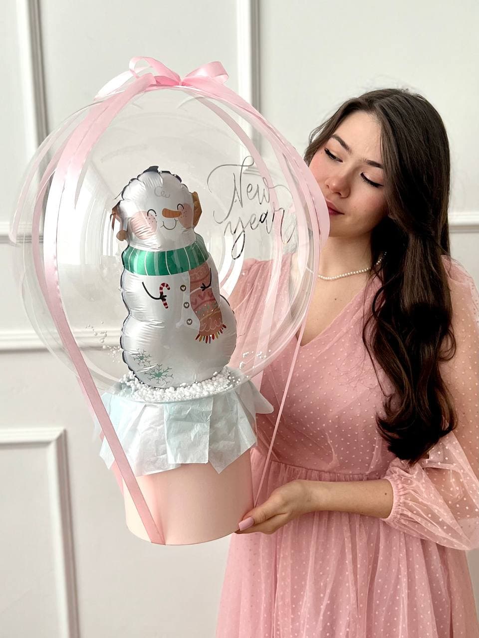 Шар баблс в шляпной коробке «Волшебный box snowman»