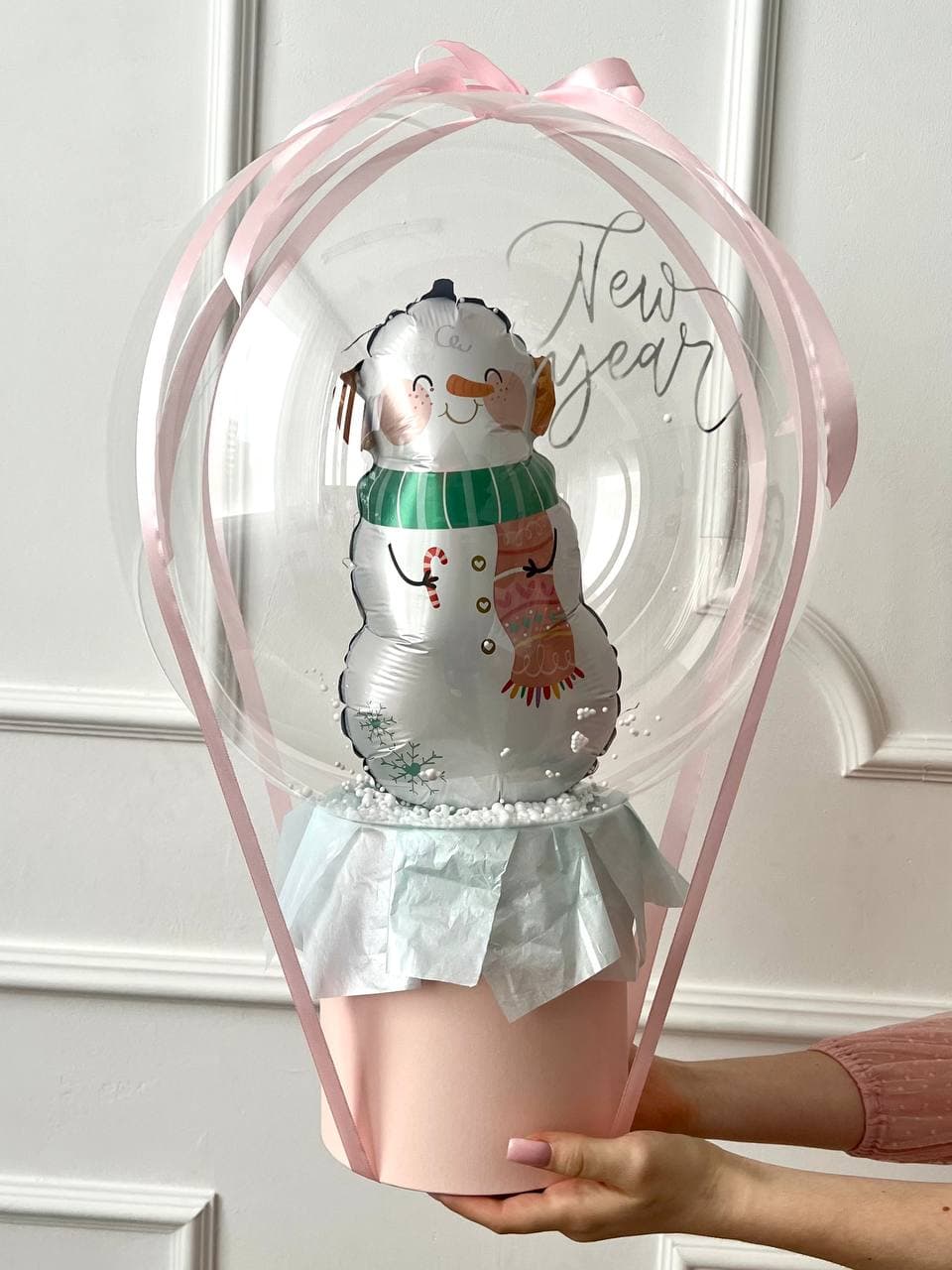 Шар баблс в шляпной коробке «Волшебный box snowman»