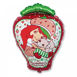 Шар фольга Шарлотта Земляничка с кошкой с гелием