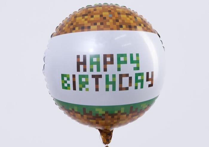 Шар фольгированный круг 18"/45 см «С Днём рождения. Пиксели»