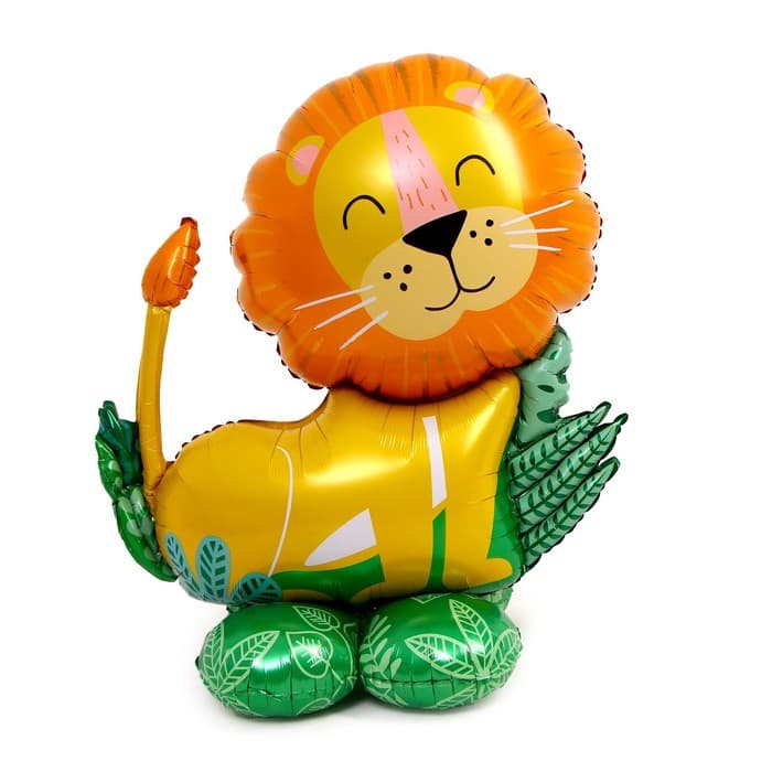Шар ходячий фольгированный 30"/ 76 см «Лев на подставке»