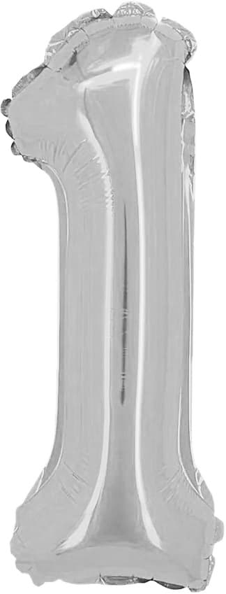 Шар с клапаном (16''/41 см) Мини-цифра, 1, Серебро Шар с клапаном (16''/41 см) Мини-цифра, 1, Серебро
