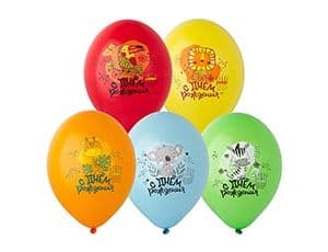 Шар с рисунком 14"/36 см ДР Животные Тропич 2ц