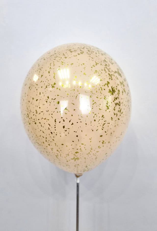 Шар стеклянный (шар в шаре) бежевый с конфетти блестки золото 30 см Шар стеклянный (шар в шаре) бежевый с конфетти блестки золото 30 см