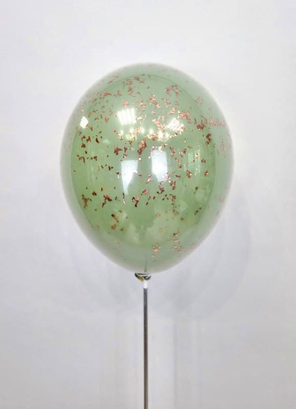 Шар стеклянный (шар в шаре) эвкалипт с конфетти блестки розовое золото 30 см Шар стеклянный (шар в шаре) эвкалипт с конфетти блестки розовое золото 30 см