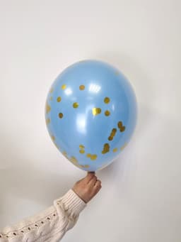 Шар стеклянный (шар в шаре) голубой с конфетти золото 30 см