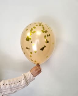 Шар стеклянный (шар в шаре) персик с конфетти золото 30 см